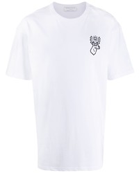 Мужская белая футболка с круглым вырезом с вышивкой от Societe Anonyme