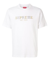 Мужская белая футболка с круглым вырезом с вышивкой от Supreme