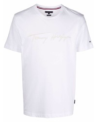 Мужская белая футболка с круглым вырезом с вышивкой от Tommy Hilfiger