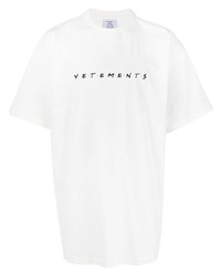 Мужская белая футболка с круглым вырезом с вышивкой от Vetements