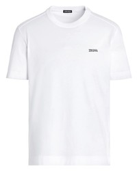 Мужская белая футболка с круглым вырезом с вышивкой от Zegna