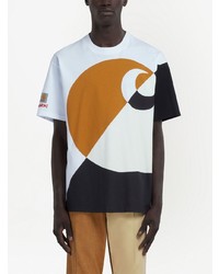Мужская белая футболка с круглым вырезом с геометрическим рисунком от Marni