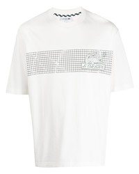 Мужская белая футболка с круглым вырезом с геометрическим рисунком от Lacoste