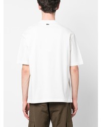 Мужская белая футболка с круглым вырезом с геометрическим рисунком от Lacoste