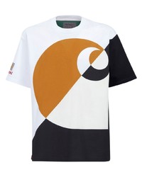 Мужская белая футболка с круглым вырезом с геометрическим рисунком от Marni