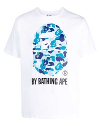 Мужская белая футболка с круглым вырезом с камуфляжным принтом от A Bathing Ape
