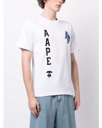 Мужская белая футболка с круглым вырезом с камуфляжным принтом от AAPE BY A BATHING APE