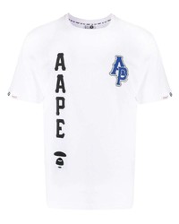 Мужская белая футболка с круглым вырезом с камуфляжным принтом от AAPE BY A BATHING APE