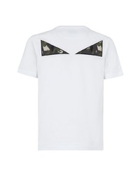 Мужская белая футболка с круглым вырезом с камуфляжным принтом от Fendi