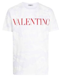 Мужская белая футболка с круглым вырезом с камуфляжным принтом от Valentino