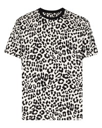 Мужская белая футболка с круглым вырезом с леопардовым принтом от Kenzo