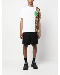 Мужская белая футболка с круглым вырезом с леопардовым принтом от Just Cavalli