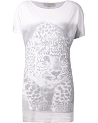 Женская белая футболка с круглым вырезом с леопардовым принтом от Stella McCartney