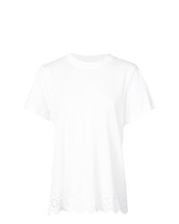 Белая футболка с круглым вырезом с люверсами