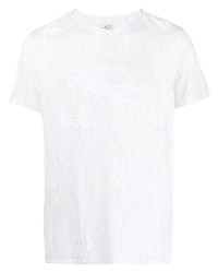 Мужская белая футболка с круглым вырезом с "огурцами" от Etro