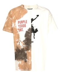 Мужская белая футболка с круглым вырезом с принтом тай-дай от purple brand