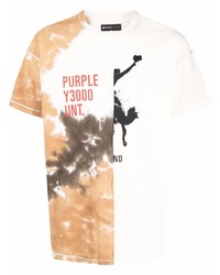 Мужская белая футболка с круглым вырезом с принтом тай-дай от purple brand