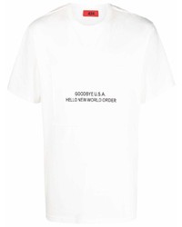 Мужская белая футболка с круглым вырезом с принтом от 424