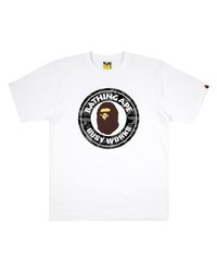 Мужская белая футболка с круглым вырезом с принтом от A Bathing Ape