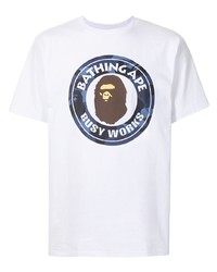Мужская белая футболка с круглым вырезом с принтом от A Bathing Ape