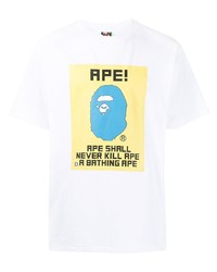 Мужская белая футболка с круглым вырезом с принтом от A Bathing Ape