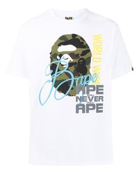 Мужская белая футболка с круглым вырезом с принтом от A Bathing Ape