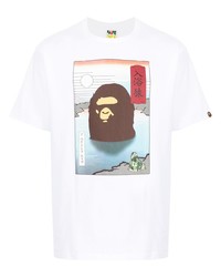 Мужская белая футболка с круглым вырезом с принтом от A Bathing Ape