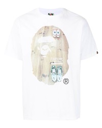 Мужская белая футболка с круглым вырезом с принтом от A Bathing Ape