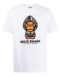 Мужская белая футболка с круглым вырезом с принтом от A Bathing Ape