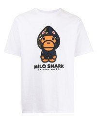 Мужская белая футболка с круглым вырезом с принтом от A Bathing Ape