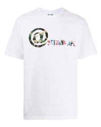 Мужская белая футболка с круглым вырезом с принтом от A Bathing Ape