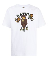 Мужская белая футболка с круглым вырезом с принтом от A Bathing Ape