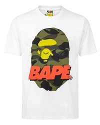 Мужская белая футболка с круглым вырезом с принтом от A Bathing Ape