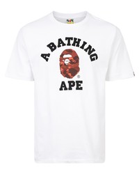 Мужская белая футболка с круглым вырезом с принтом от A Bathing Ape