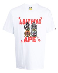 Мужская белая футболка с круглым вырезом с принтом от A Bathing Ape