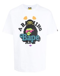 Мужская белая футболка с круглым вырезом с принтом от A Bathing Ape