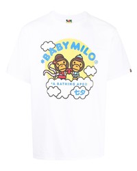 Мужская белая футболка с круглым вырезом с принтом от A Bathing Ape