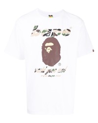 Мужская белая футболка с круглым вырезом с принтом от A Bathing Ape