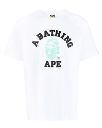 Мужская белая футболка с круглым вырезом с принтом от A Bathing Ape