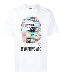 Мужская белая футболка с круглым вырезом с принтом от A Bathing Ape