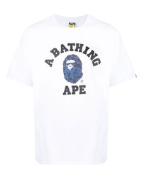 Мужская белая футболка с круглым вырезом с принтом от A Bathing Ape