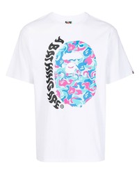 Мужская белая футболка с круглым вырезом с принтом от A Bathing Ape