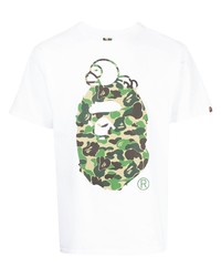 Мужская белая футболка с круглым вырезом с принтом от A Bathing Ape