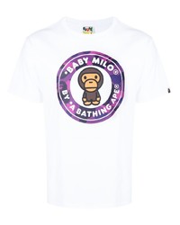 Мужская белая футболка с круглым вырезом с принтом от A Bathing Ape