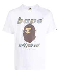 Мужская белая футболка с круглым вырезом с принтом от A Bathing Ape