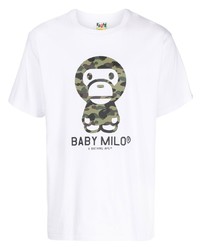 Мужская белая футболка с круглым вырезом с принтом от A Bathing Ape