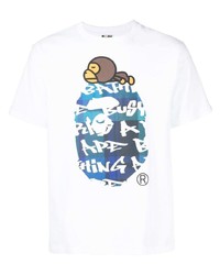 Мужская белая футболка с круглым вырезом с принтом от A Bathing Ape