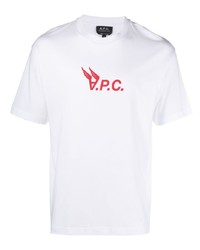 Мужская белая футболка с круглым вырезом с принтом от A.P.C.