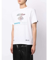 Мужская белая футболка с круглым вырезом с принтом от AAPE BY A BATHING APE