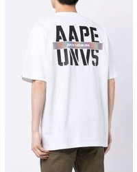 Мужская белая футболка с круглым вырезом с принтом от AAPE BY A BATHING APE